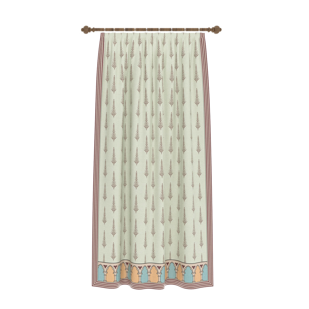 Sanctuaire Pale Sage Patterned Curtain