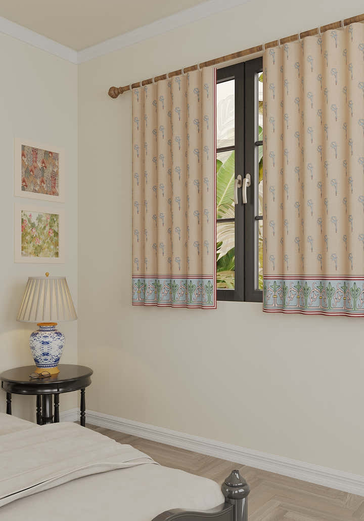 Sanctuaire Beige Floral Curtain