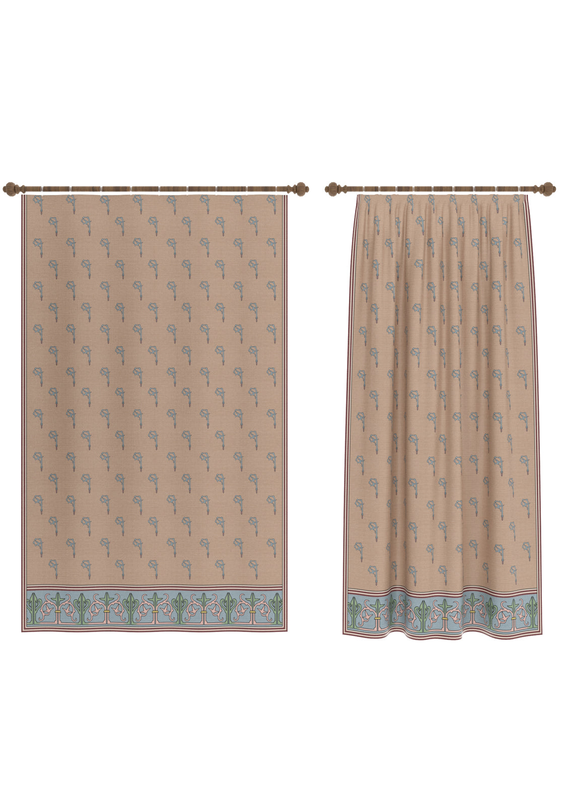 Sanctuaire Beige Floral Curtain