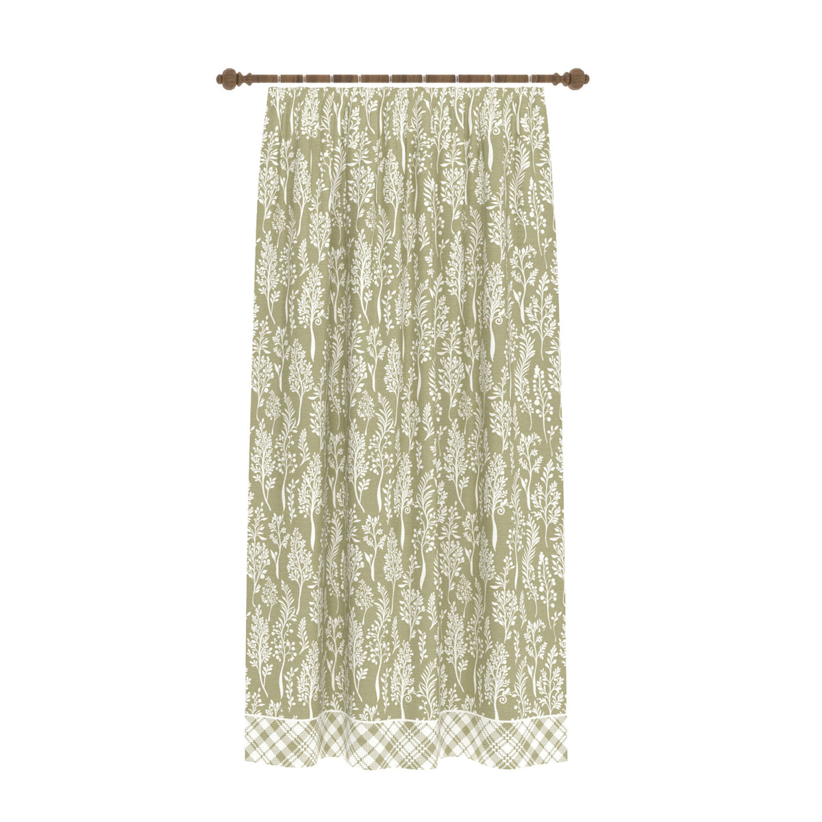 Alder Floral Sage Green Curtain