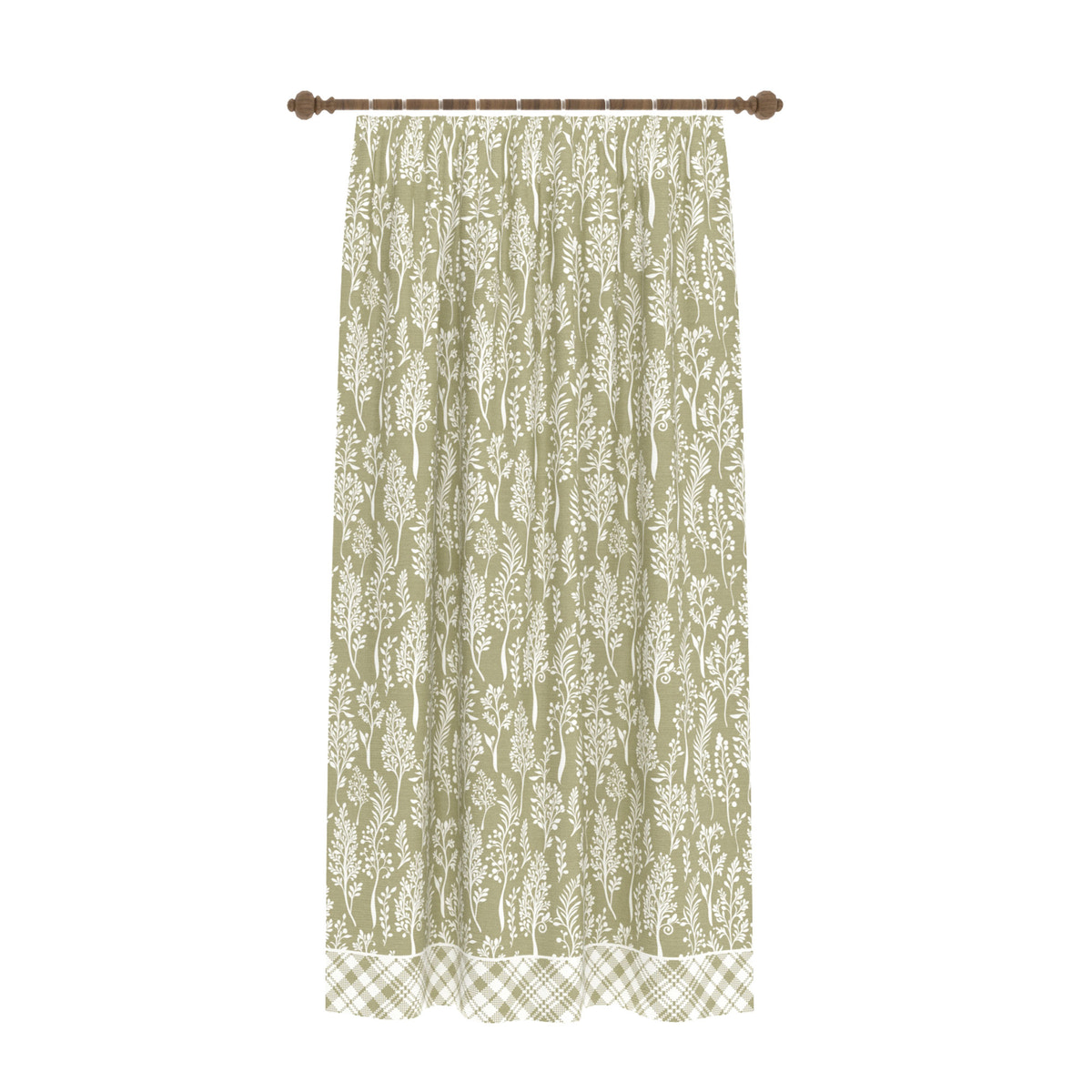 Alder Floral Sage Green Curtain