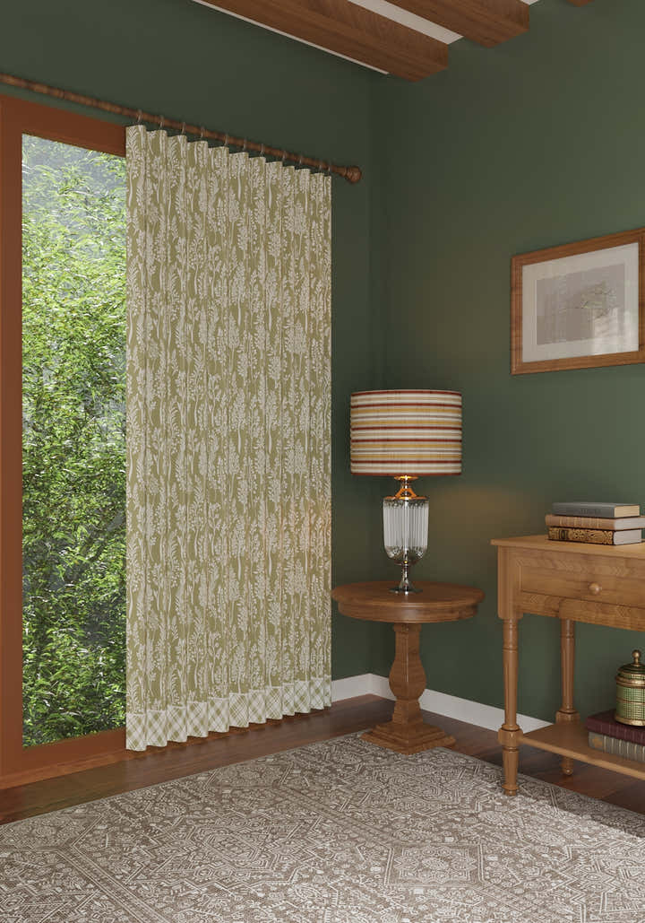 Alder Floral Sage Green Curtain