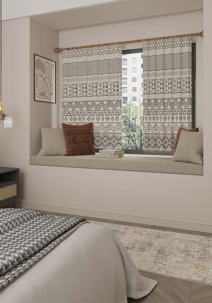 Naya Black and Cream Boho Curtain