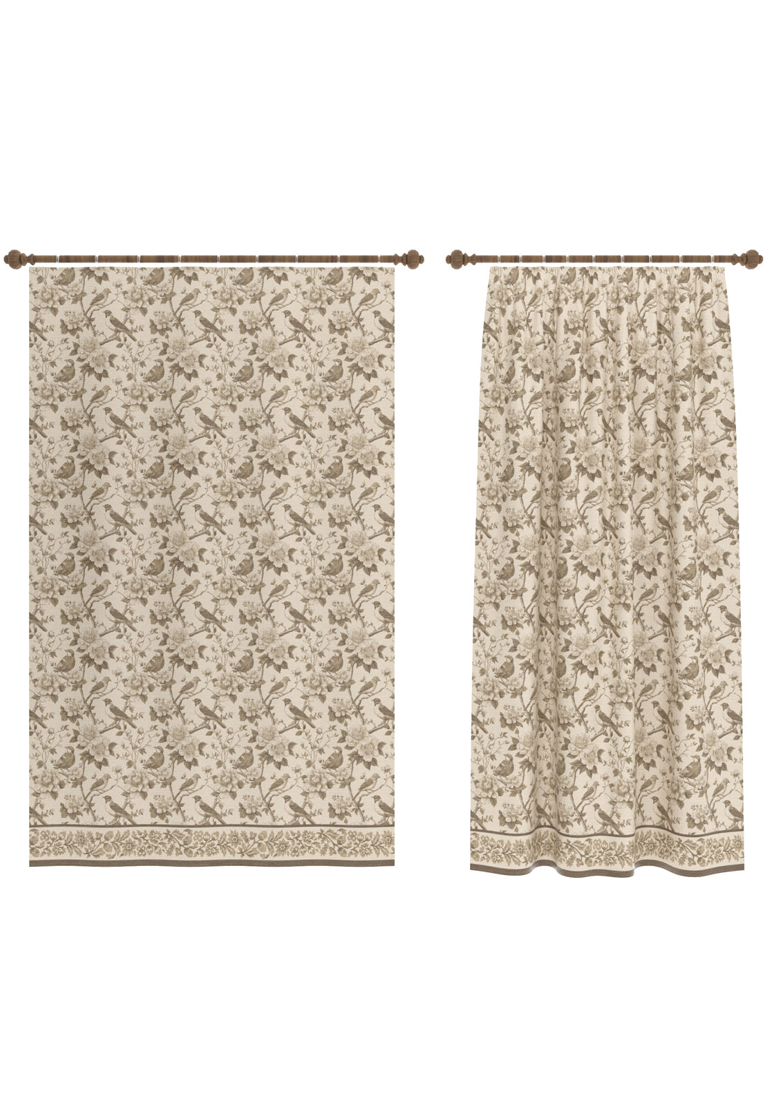 Isolde Taupe Bird Curtain