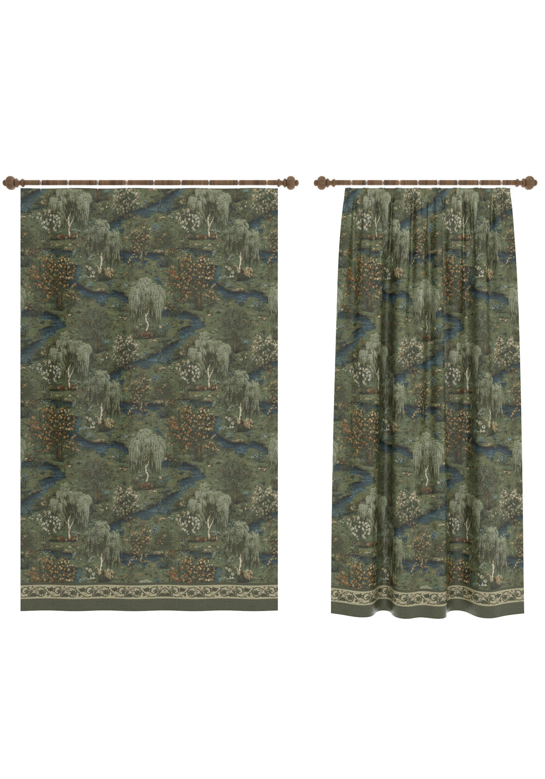 Elowen Forest Green Curtain