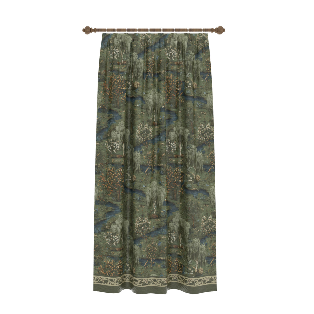 Elowen Forest Green Curtain