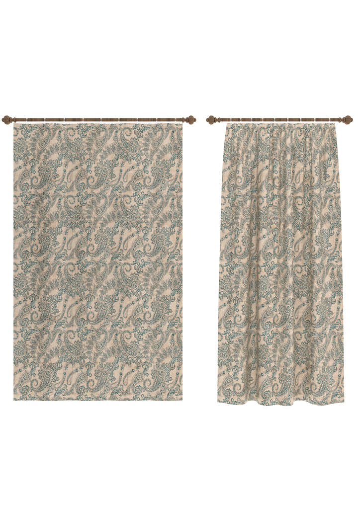 Elena Teal and Cream Curtain