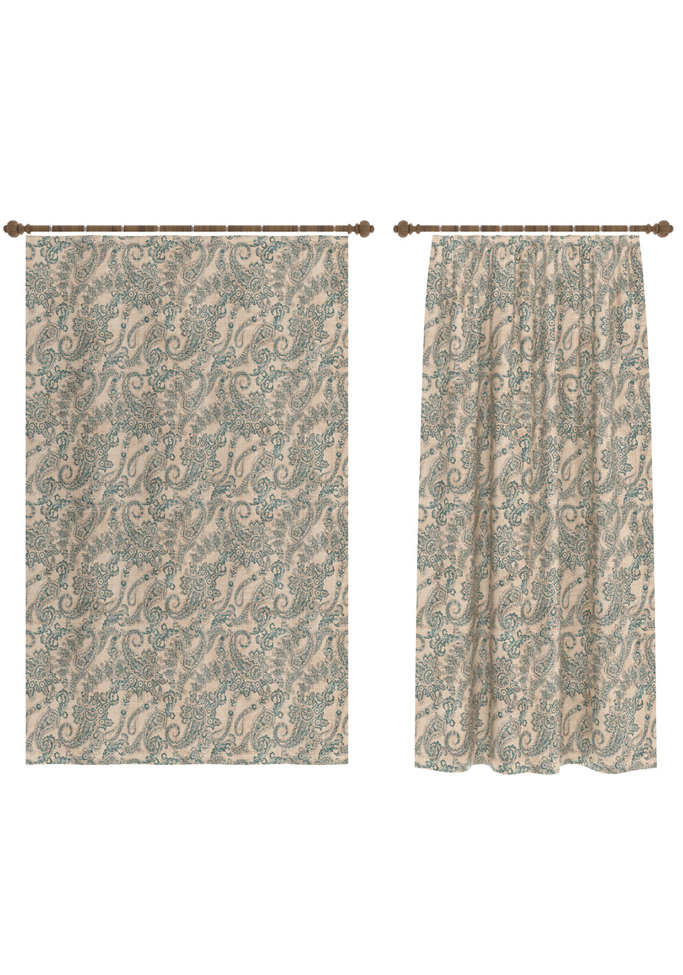 Elena Teal and Cream Curtain