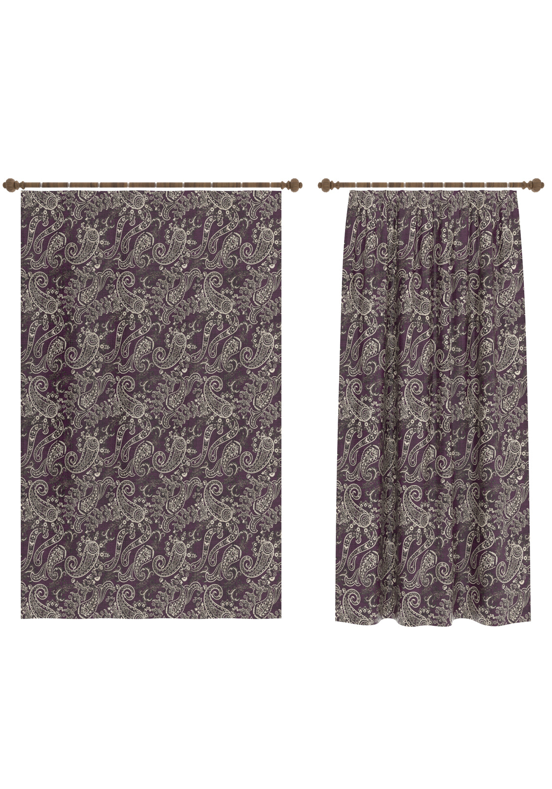 Elena Purple Paisley Curtain