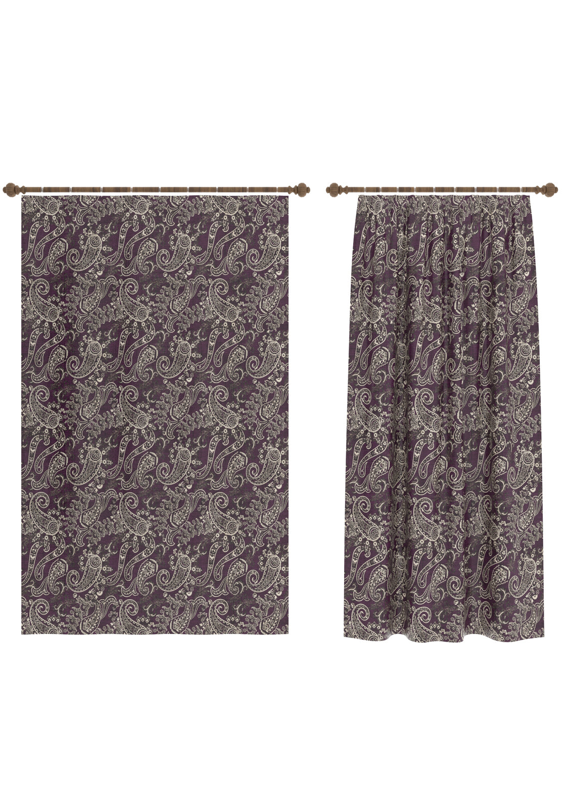 Elena Purple Paisley Curtain
