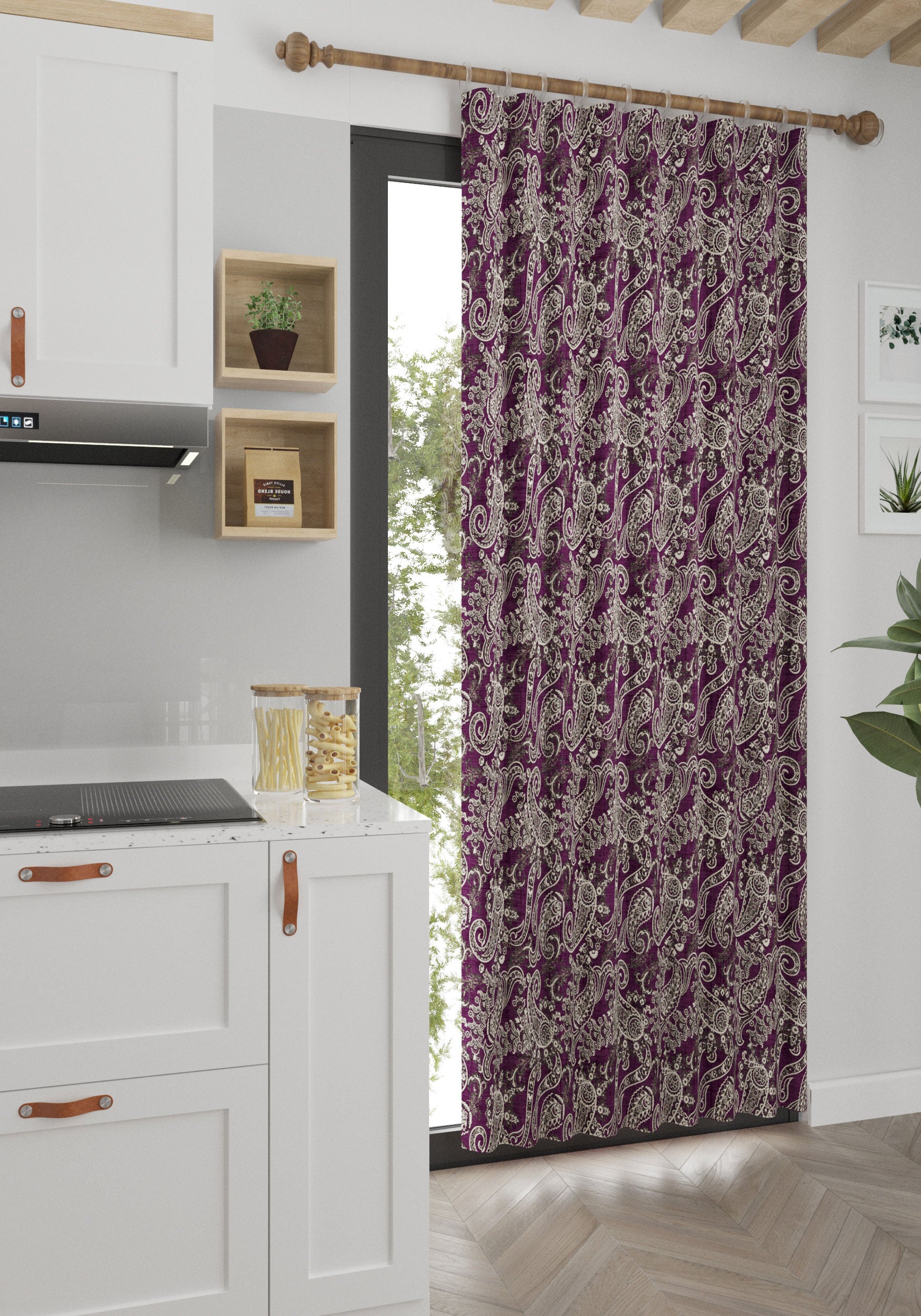 Elena Purple Paisley Curtain