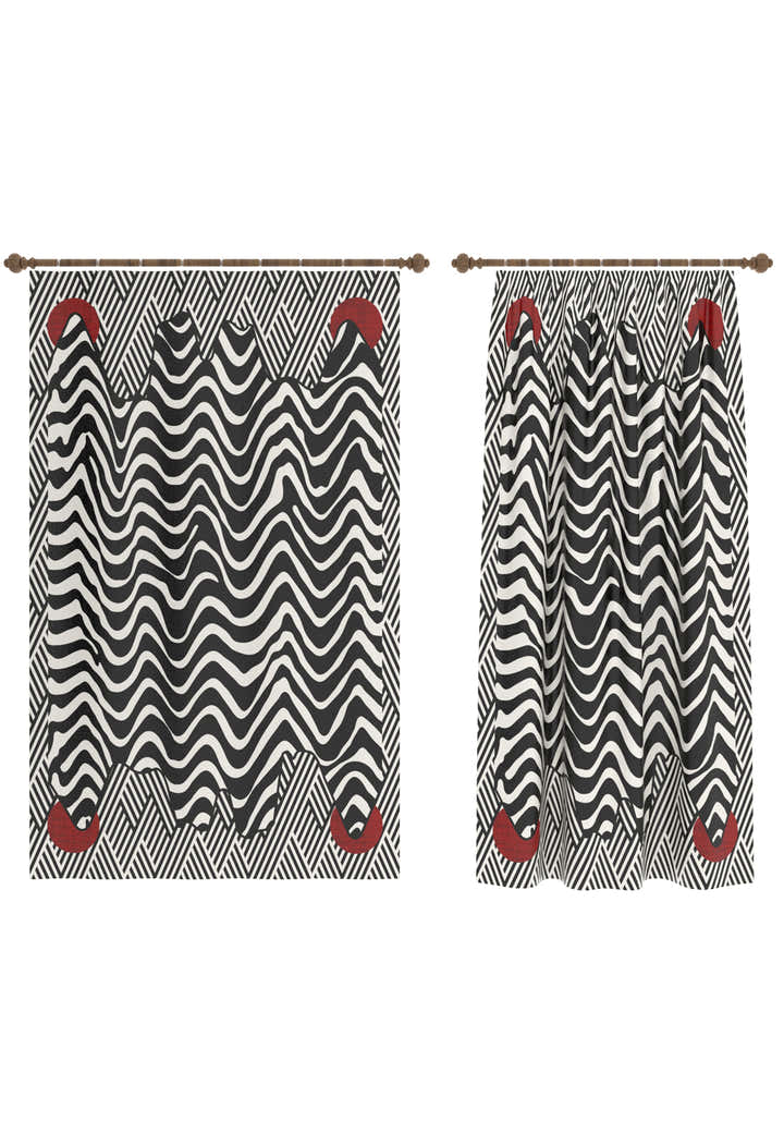 Vespera Black and White Striped Curtain