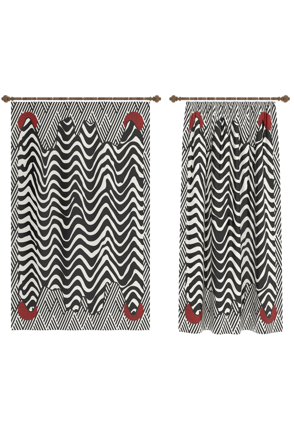 Vespera Black and White Striped Curtain