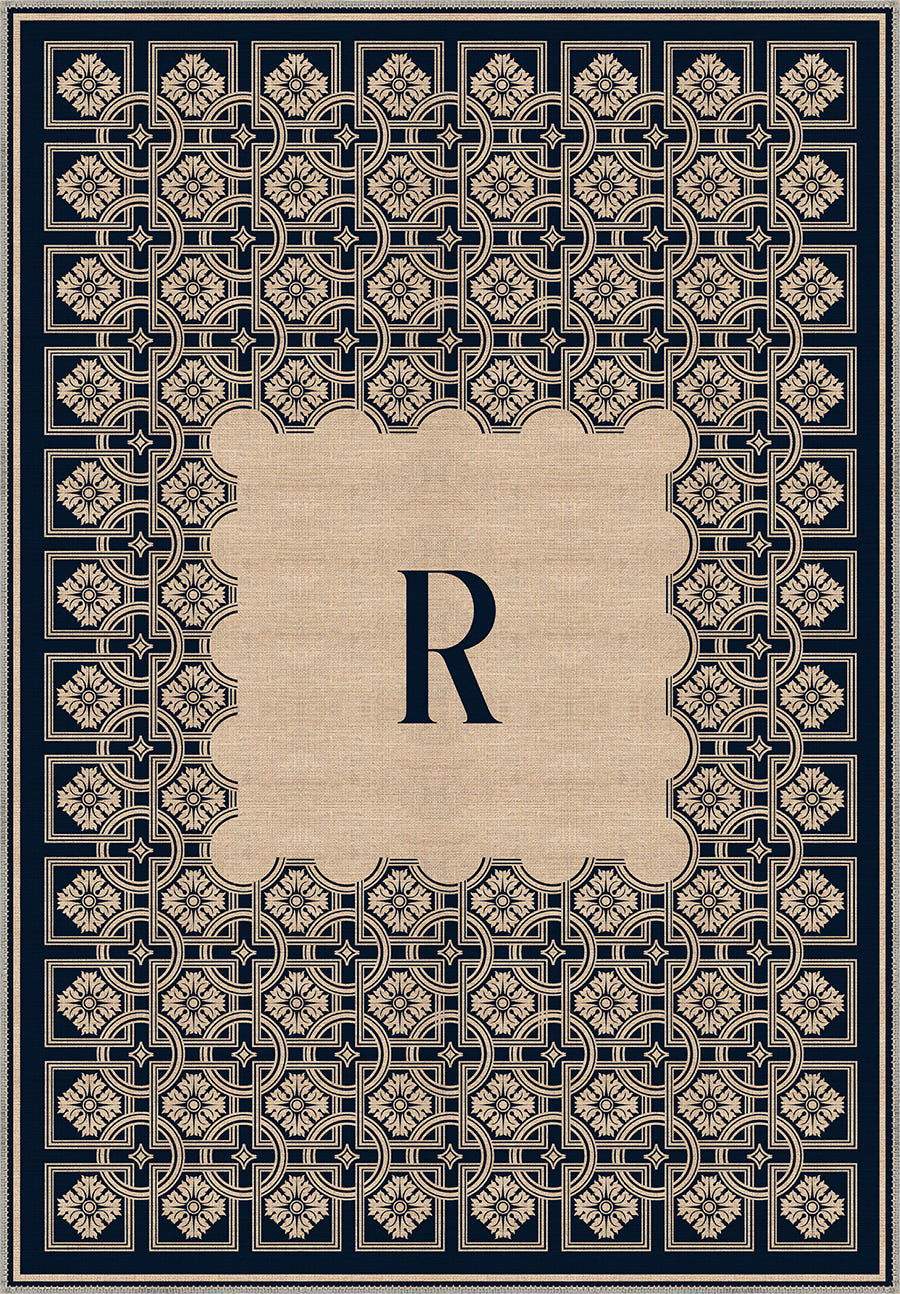 Marisa Navy Monogram Personalised Rug