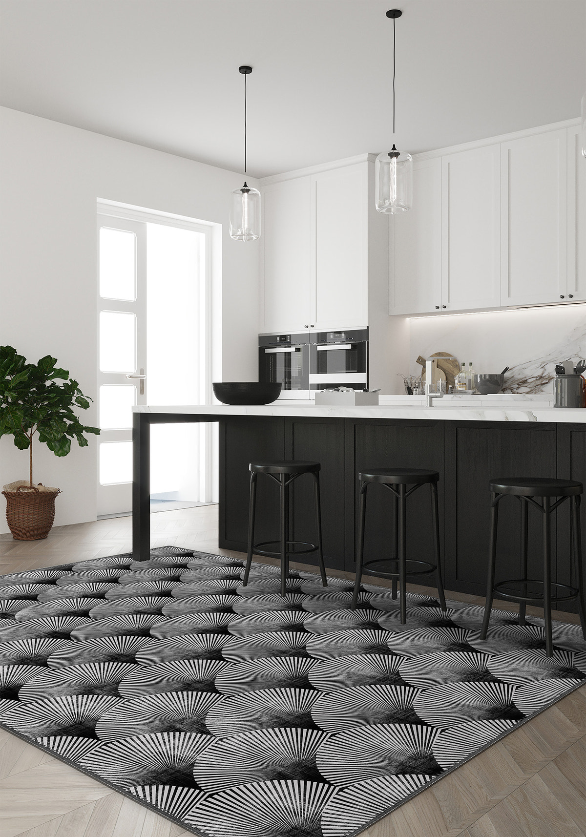 Addison Geometric Anthracite Rug