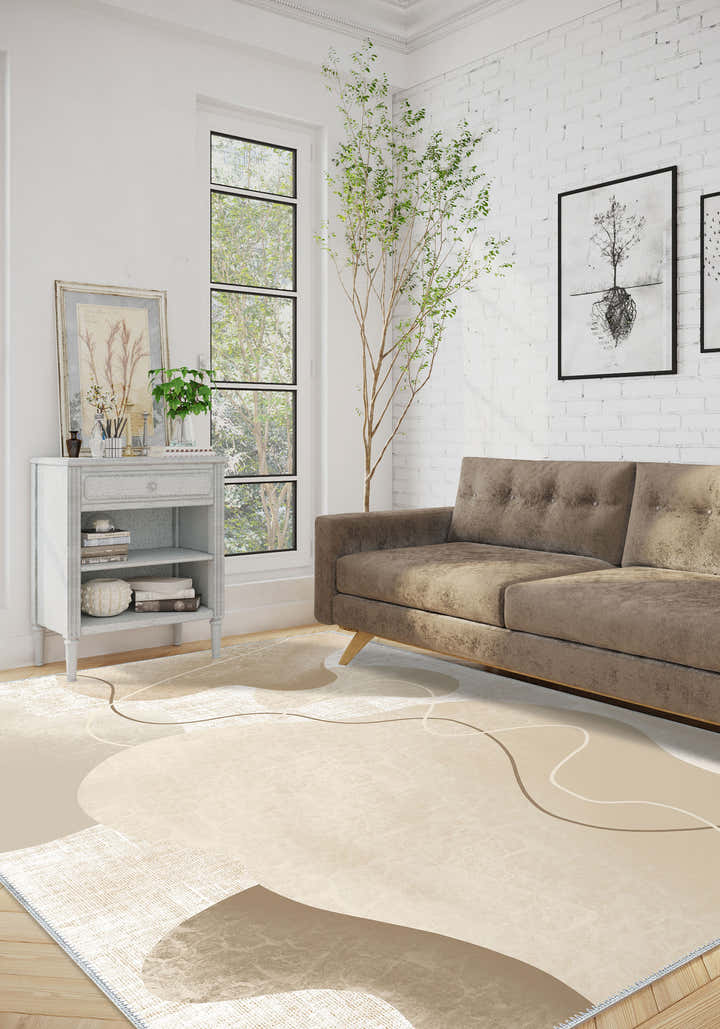 Alindra Beige Modern Rug