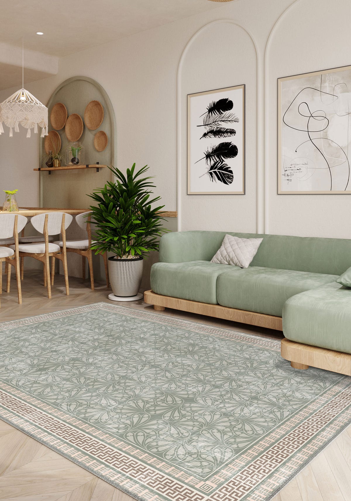 Alexis Modern Bordered Washable Rug