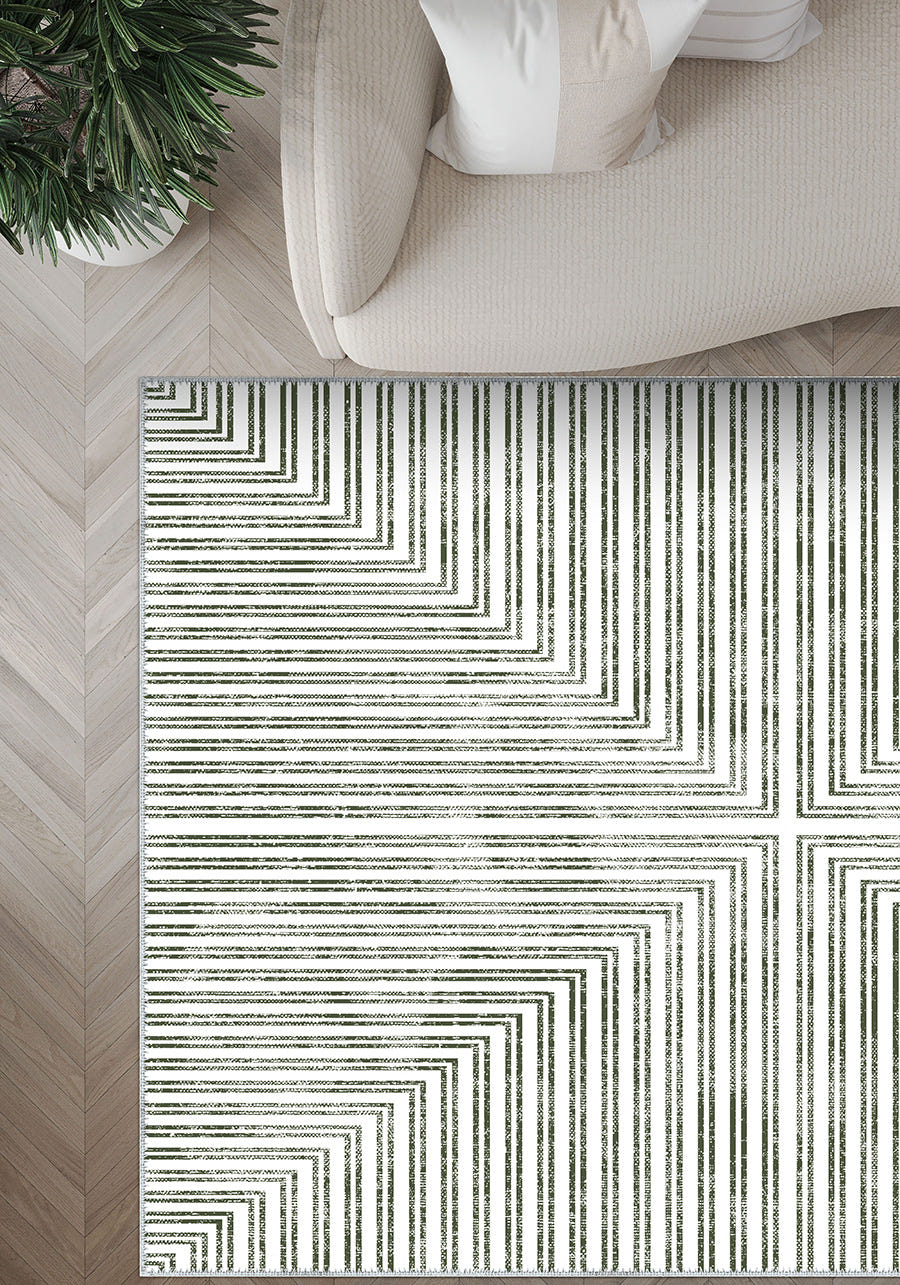 Kylie Striped Modern Rug - Green