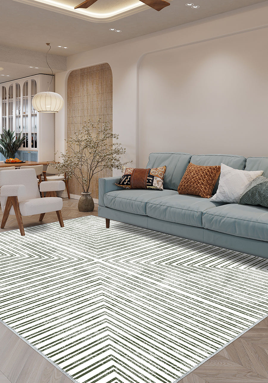 Kylie Striped Modern Rug - Green
