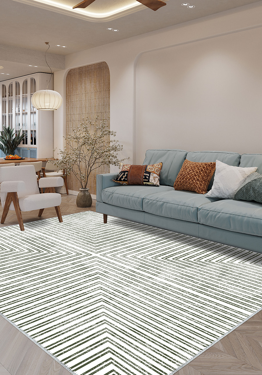 Kylie Striped Modern Rug - Green