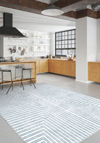 Kylie Striped Washable Rug - Light Blue