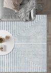 Kylie Striped Washable Rug - Light Blue