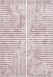 Kylie Geometric Washable Rug - Burgundy