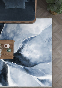 Delyra Blue Abstract Washable Rug