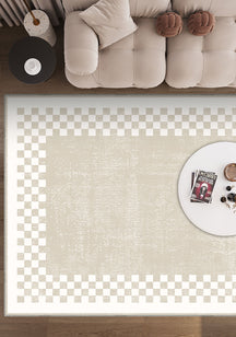 Gawain Beige Checkered Rug