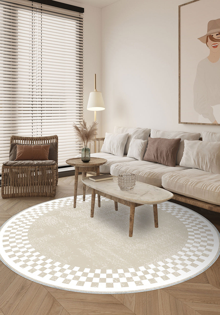 Gawain Beige Checkered Rug