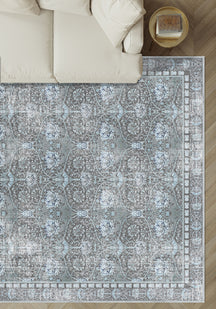 Zachary Blue Grey Distressed Rug