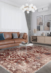 Grace Erased Burgundy Washable Rug
