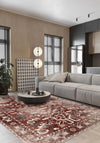 Grace Erased Burgundy Washable Rug