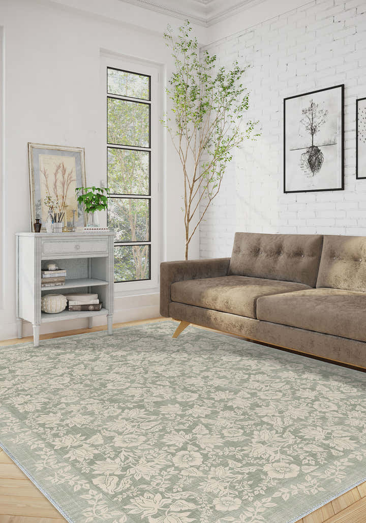 Minora Floral Sage Green Rug