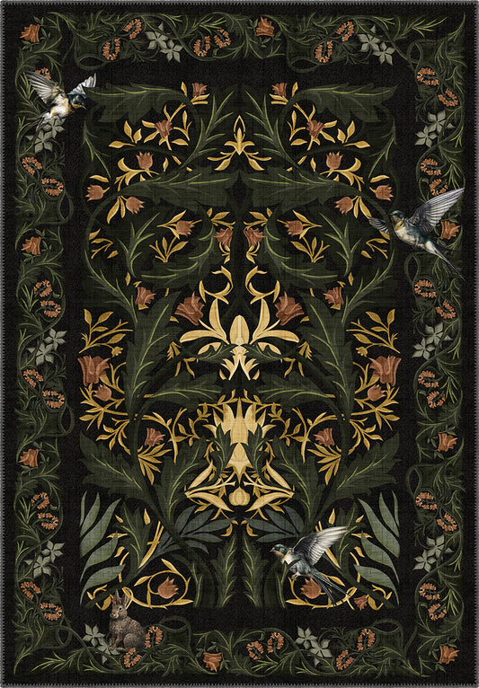 Merillo Black Botanical Rug