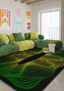 Optio Black Green Futuristic Rug