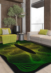 Optio Black Green Futuristic Rug