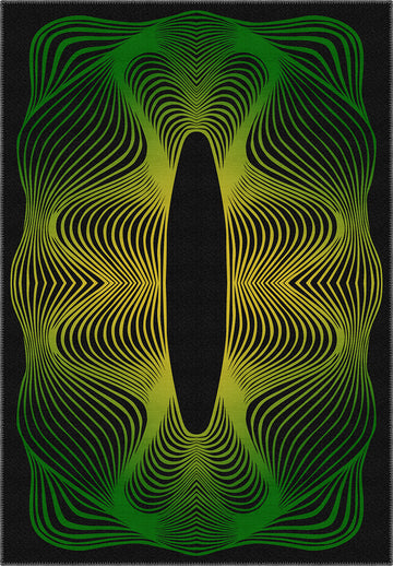 Optio Black Green Futuristic Rug