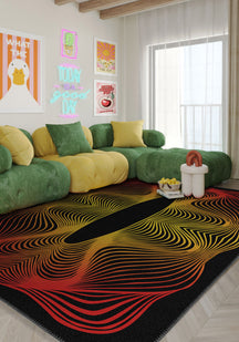 Optio Black Orange Psychedelic Art Rug