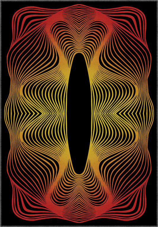 Optio Black Orange Psychedelic Art Rug