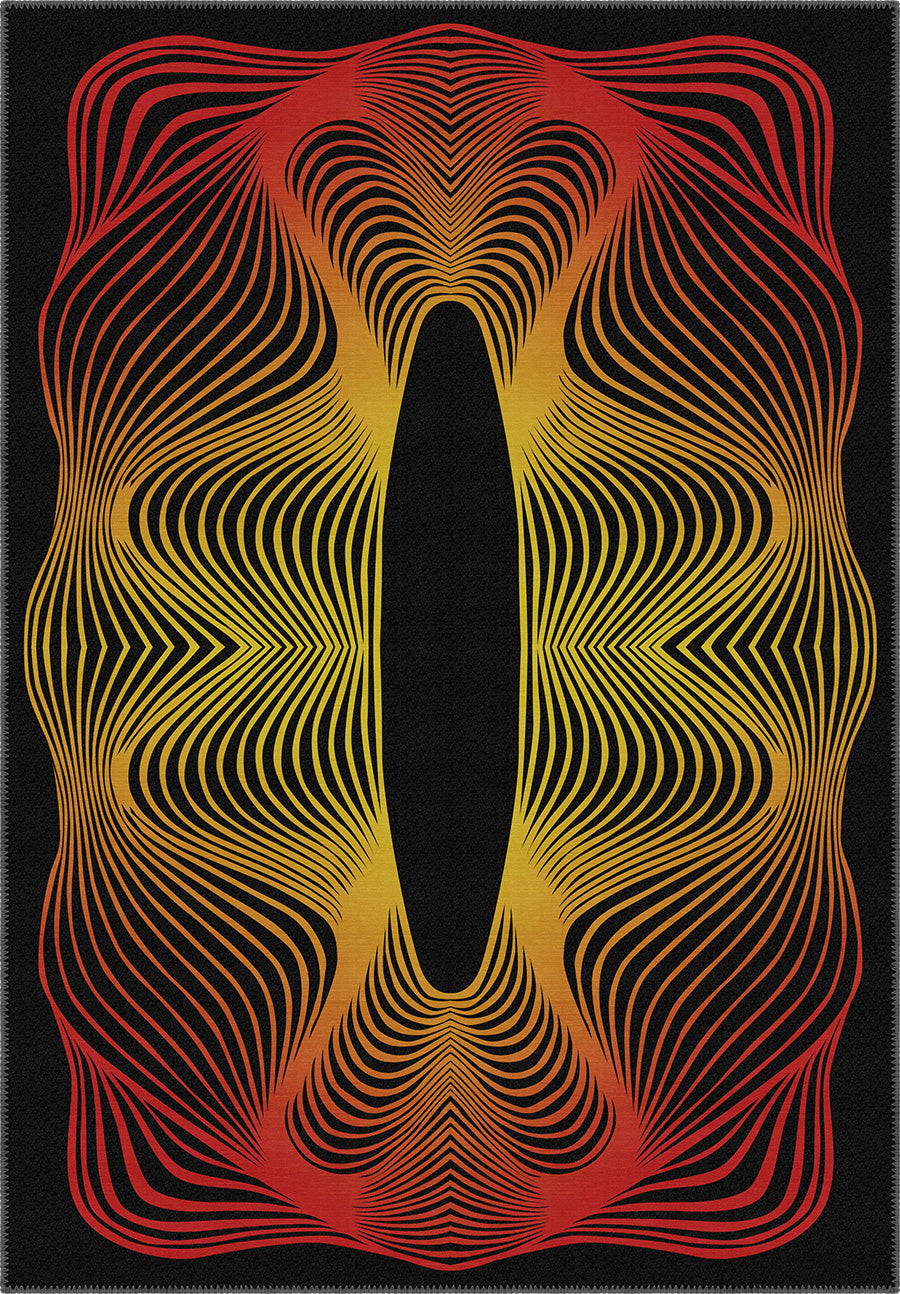 Optio Black Orange Psychedelic Art Rug