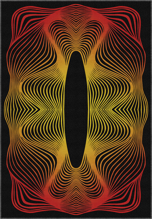 Optio Black Orange Psychedelic Art Rug