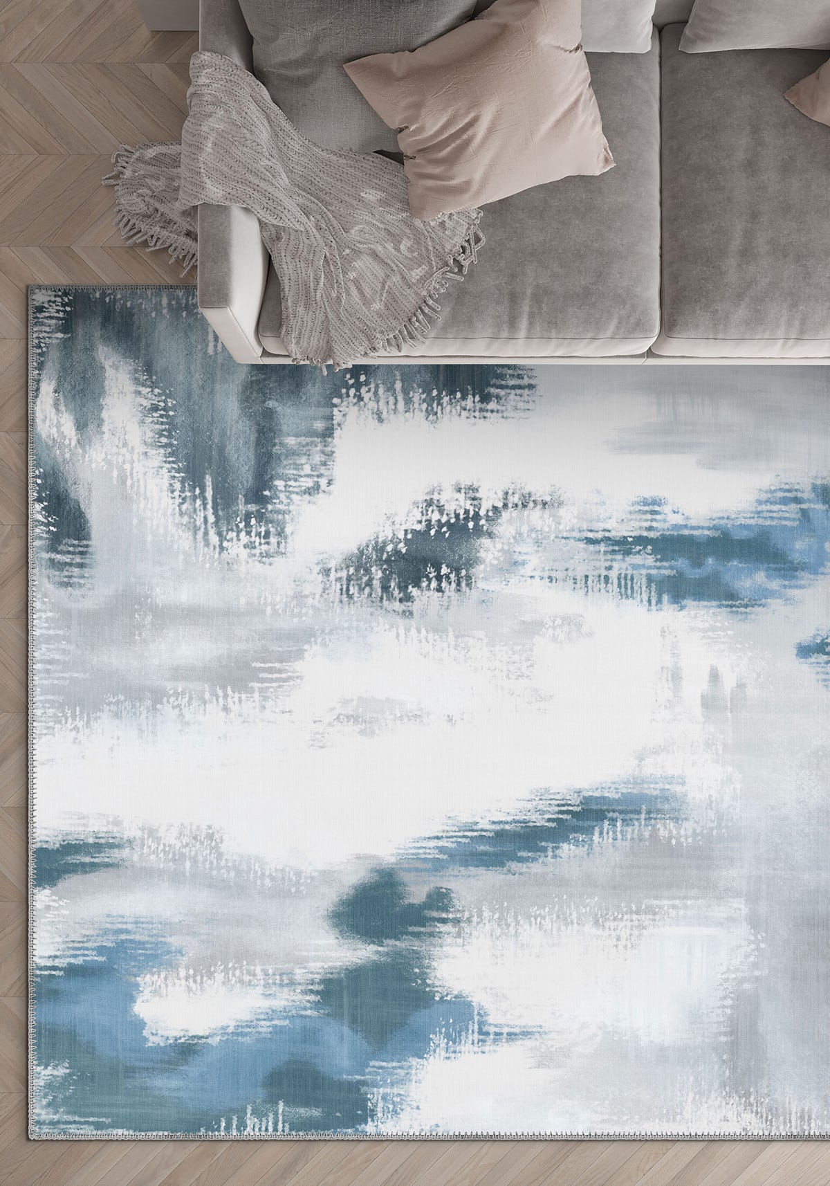 Zarina Grey Blue Ikat Rug