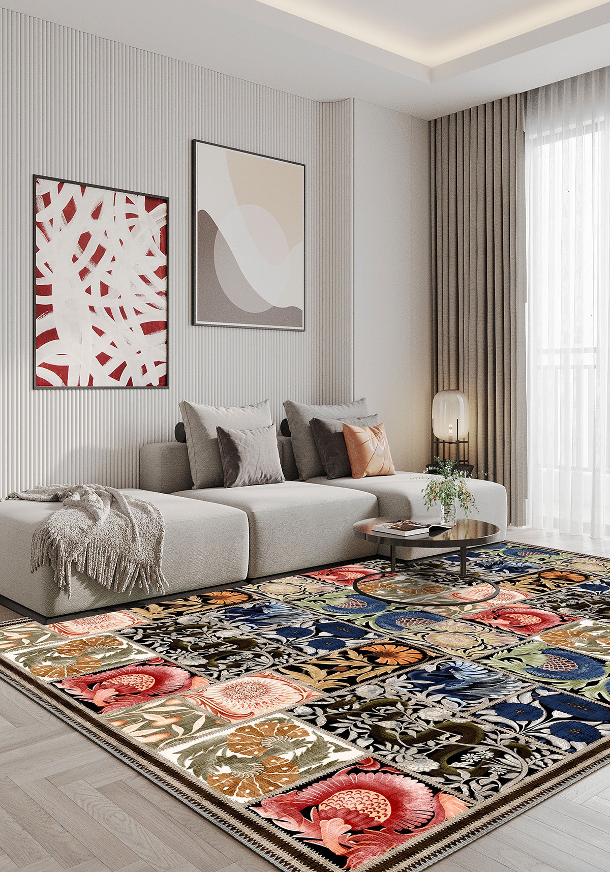 Floral rug for living room.