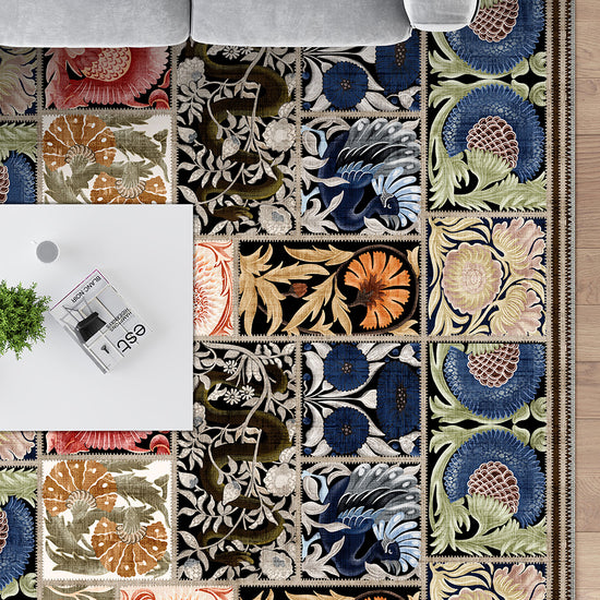 Colorful rug for living room.