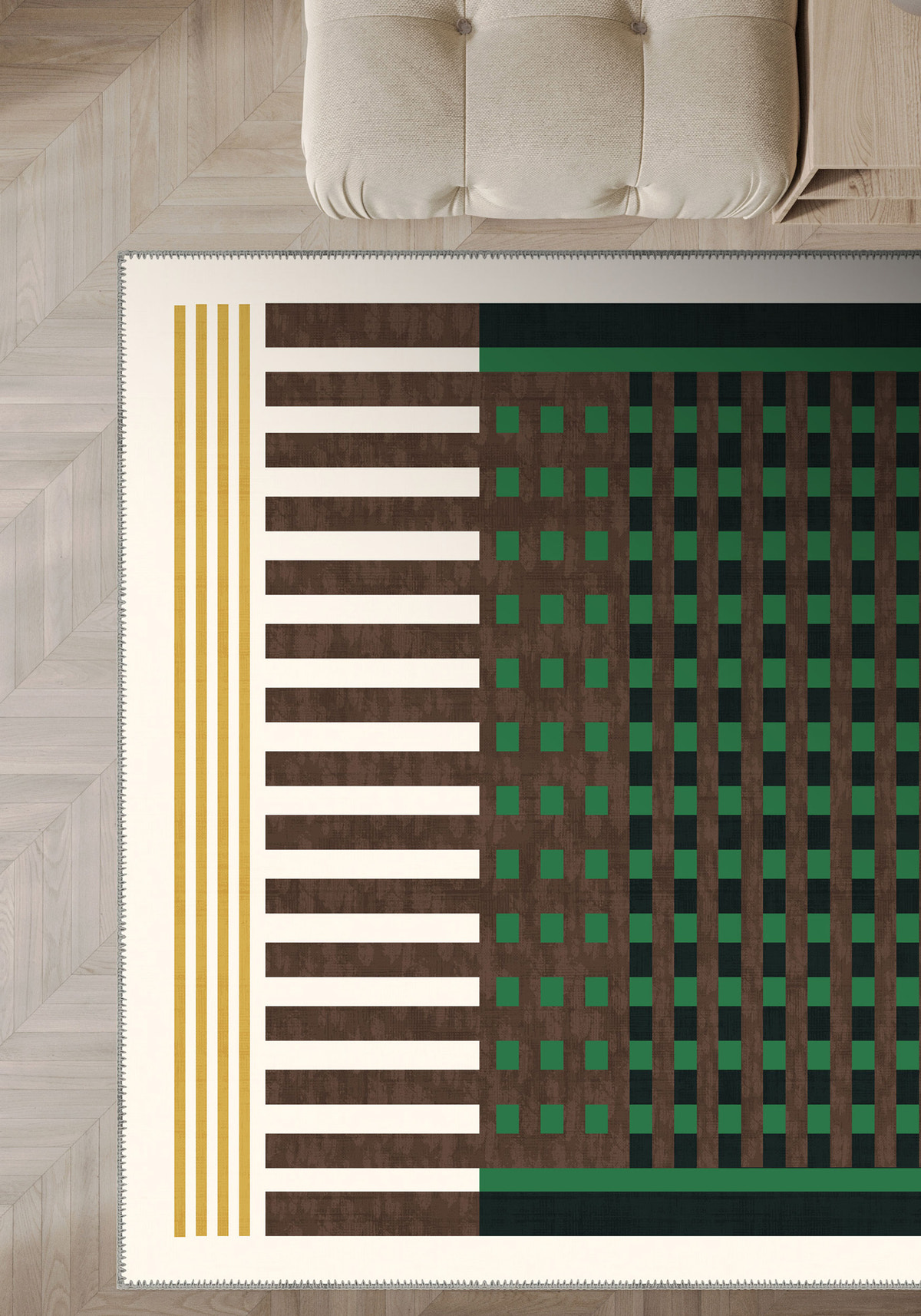 Quillon Green Plaid Rug