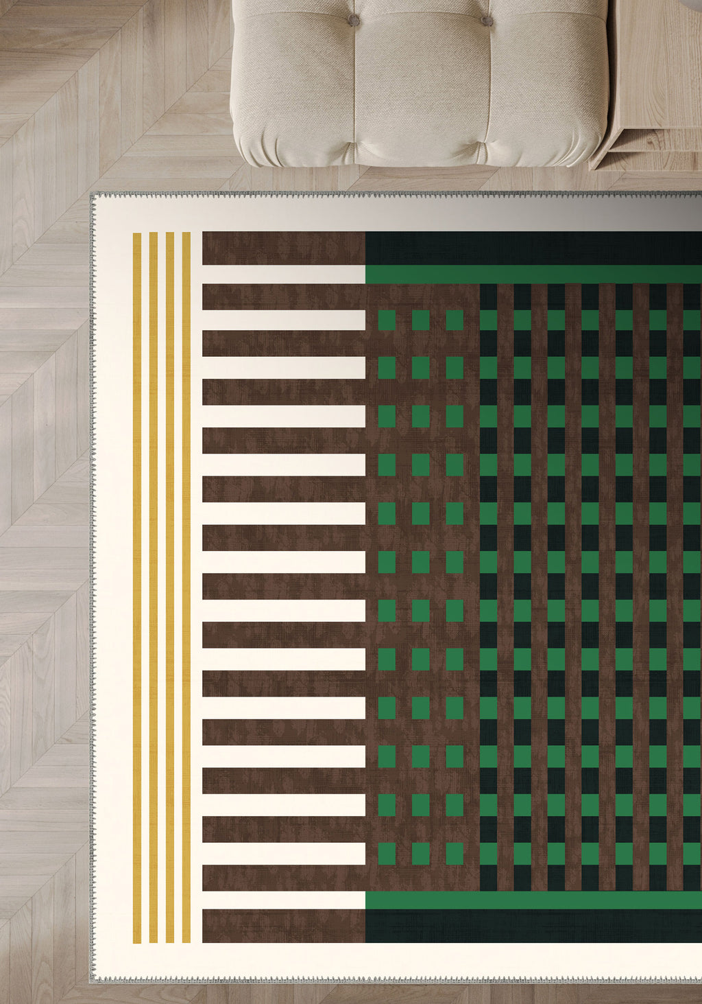 Quillon Green Plaid Rug