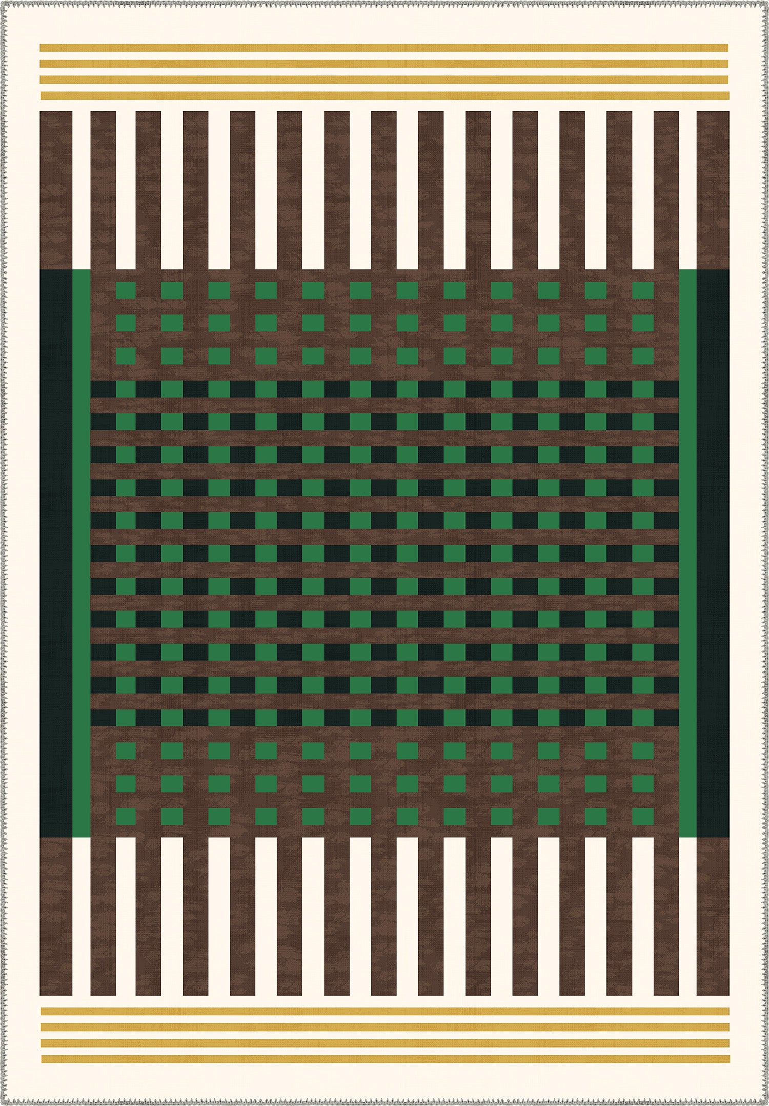 Quillon Green Plaid Rug