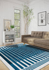 Quillon Blue Striped Rug