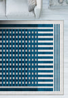 Quillon Blue Striped Rug